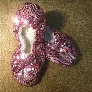 Pink sequined slippers